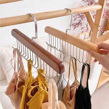 1 pieza Percha de madera para sostenes, dispositivo de almacenamiento de lencería y chalecos, percha para lencería de estudiantes, percha para secar ropa en el balcón, organizador de armario para colgar