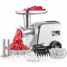 Fohere 5 In1 Meat Grinder Heavy Duty, Durable Stainless Steel Electric Meat Grinder For Home With Stainless Steel Sausage Stuffer Tubes(2 Sizes), Kubbe Maker & Burger/Slider Maker, Storage Box - US A Type Plug(110-127V) - View 2
