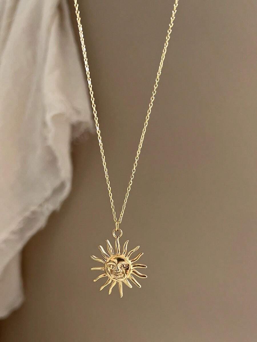 1pc Fashionable Stainless Steel Sun Pendant Necklace, Suitable For Girls Everyday, Party And Decoration Wear - Multicolor - View 1