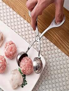 2 件不锈钢不粘易清洁肉丸制作器、整形器、蛋糕球器、饼干面团勺、厨房勺、小厨房工具、厨房必需品、S/L