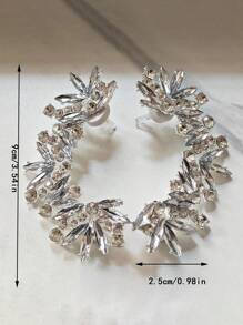 1 Par de Brincos de Argola com Cristal Geométrico na Cor Prata, Joias de Festa na Moda para Mulheres