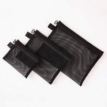 3 件黑色小号/中号/大号便携式铅笔盒，透明收纳，适用于文具、化妆品、办公和学校用品