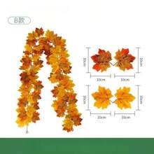 1 件/2 件枫叶花环 秋季花环 枫叶 78.74 英尺人造秋叶花环 人造秋叶悬挂藤蔓 适合室内室外家庭婚礼万圣节感恩节墙壁装饰
