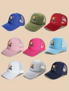 1 pieza Gorra de béisbol con estilo deportivo para hombres, con estampado de oso lindo, ajustable y transpirable de malla, adecuada para deportes al aire libre, golf - Multicolor - Ver 2