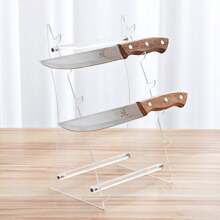 1个5槽刀架，S/M亚克力刀具展示架，透明刀架，折叠式口袋刀多层收纳架，厨房用品，厨房配件，厨房工具