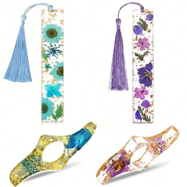 Resin Crystal Dried Flower Bookmarks (Bookmarks Only),For School Supplies,Back To School