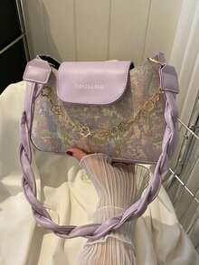 时尚撞色女士单肩包 - 紫色 - 查看 4