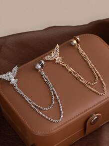 1pc Fashionable Eagle Brooch With Rhinestones, Vintage Wing Design Animal Lapel Pin, Chain Suit Brooch Dress Accessory Office Accessories Shirts Jacket Jewelry Christmas Halloween