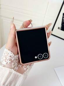 1 pieza Funda de teléfono plegable multicolor, textura mate, correa de cordón, soporte de anillo, funda protectora de Body completo de PC duro mate antideslizante y resistente a los golpes de alta calidad para Galaxy ZFLIP3/ZFLIP4/ZFLIP5/ZFLIP6/ZFLIP7