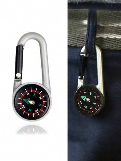 1个/3个锌合金指南针金属登山扣，便携式挂扣，适合户外运动旅行，精准定位，适合作为礼物送给朋友、家人、老师、员工、登山爱好者。