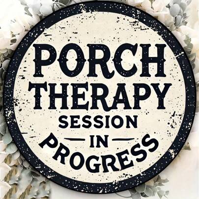 1pc Vintage 'Porch Relax Session In Progress' Round Iron Wall Sign - Perfect For Home, Bar, Cafe & Garage Decor, Metal Wall Art