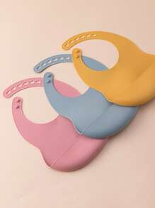 PopLittleOne 1 pieza Babero de silicona para bebé de unicolor, vajilla para bebé, babero ajustable para bebé, artículos de alimentación y entrenamiento para bebé, babero impermeable para bebé