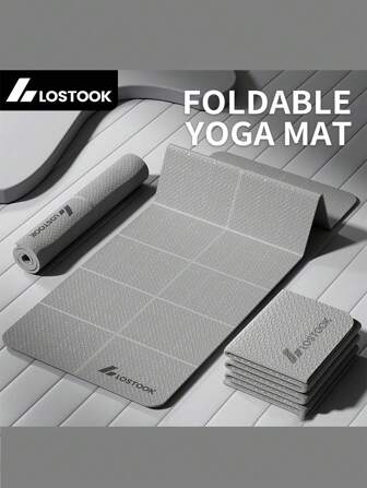 1pc Foldable Yoga Mat, TPE Material, Non-Slip, Waterproof, Lightweight, Solid Color, Gray/Purple/Blue, Suitable For Yoga, Pilates, Fitness Training, Perfect Gift For Family, Friends, Loved Ones On Holidays, Birthdays