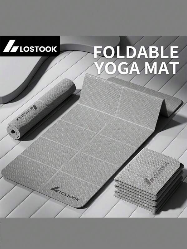 1pc Foldable Yoga Mat, TPE Material, Non-Slip, Waterproof, Lightweight, Solid Color, Gray/Purple/Blue, Suitable For Yoga, Pilates, Fitness Training, Perfect Gift For Family, Friends, Loved Ones On Holidays, Birthdays