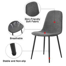 MUUOKY Modern Dining Room Chairs Set Of 6, Linen-Cotton Dining Chair Set - Six Pieces In Dark Gray For Dining Room Kitchen Living Room, Office, Apt, Kitchen Table, Easy To Clean, Easy To Assembly, Home Decor - Màu xám đen - Xem 6