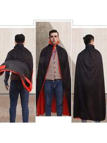 1 件黑红色双面巫师死亡斗篷万圣节表演服装黑色斗篷