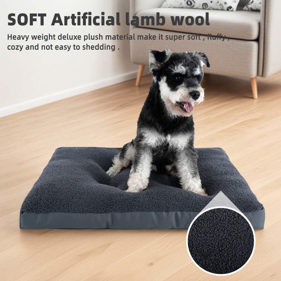 Washable Dog Bed Deluxe Plush Dog Crate Beds Comfy Kennel Pad Anti-Slip ...
