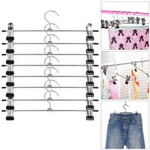 10pcs Metal Pants Hangers, Adjustable Multi-Function Strong Steel Wire Clothes Drying Rack