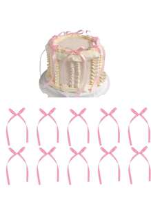 20个粉色丝带蝴蝶结蛋糕装饰，简约蝴蝶结装饰，家居装饰配件，适用于家居装饰、婚礼、派对、烛光晚餐、节日礼物、烘焙甜点、毕业蛋糕、圣诞装饰
