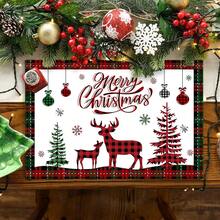 1 Stück/4 Stücke/6 Stücke/300 Stücke Tischsets mit Weihnachtsthema, Tischsets mit kariertem Rentier-Design, hergestellt aus Polyester, geeignet für Weihnachtsfamilienfeiern, Restaurants, Wohnzimmertisch-Dekoration, Innen- und Außen-Esszimmertisch-Dekoration, Weihnachtsparty-Restauranttisch-Requisiten, geeignet für Alltag, Feiertage, Partys, Geburtstage, Hochzeiten, Abendessen, Küche und Heimdekoration, Weihnachtsdekorationen, Küche und Zuhause, Tischsets, Mittelpunkt-Dekoration, Herbstdekoration - Roter und grüner Elch - Übersicht 1