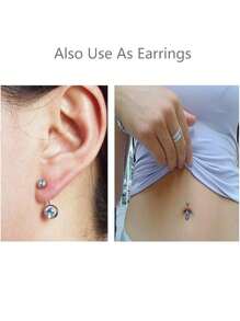 1pc 14G Stainless Steel Belly Button Ring Cubic Zirconia, Elegant Classic Belly Rings Daily Occasion Esxquisite Belly Piercings For Women Navel Piercings 6/8/10/12/14/16/18MM Bar Length, For Holiday, Daily Occasion Rose CZ