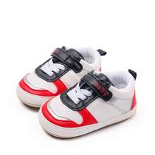 Baby Sneakers Contrast Color Sequins Shoelace Soft Sole Non-Slip Infant First Walking Shoes For Spring  Fall - Red - View 2