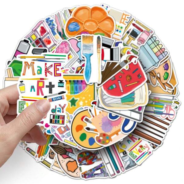 50pcs/Pack Cute Painting Art Supplies Vintage Romantic Aesthetic Stickers, Interesting Graffiti Vinyl Stickers Suitable For Party Decoration, Gifts, Luggage, Skateboard, Cups, Helmets, Stationery
