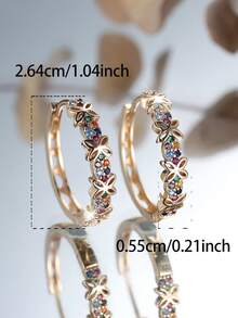2pcs Fashionable Hollow Butterfly Design Rainbow Color Earrings, Suitable For Casual, Party Wear, Stylish And Delicate - earrings - View 5