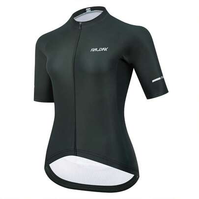 RAUDAX Women's Minimalist Athletic Cycling Jersey, High Stretch Full Zip Front, Dual Fabric Design With Breathable Backside, Suitable For Road Cycling, Running, Biking Summer Sports