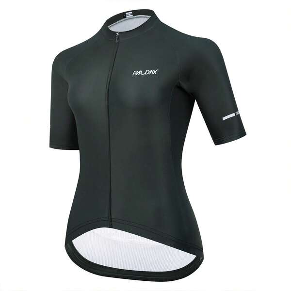  Camiseta de ciclismo minimalista para mujer RAUDAX, con cremallera frontal de alta elasticidad, diseño de doble tela con parte trasera transpirable, adecuada para ciclismo de carretera, running, ciclismo, deportes de verano