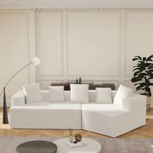 Divano angolare 3 posti, divani da soggiorno con 5 cuscini, divano componibile in velluto a coste senza struttura, divano compatto per soggiorno, studio