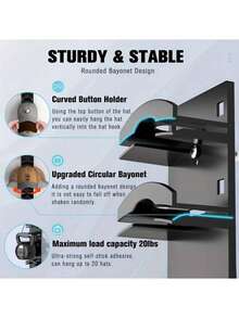 1pc Plastic Baseball Cap Organizer, Wall Strong Adhesive Hat Rack, Multi-Layer Hat Storage Display Rack, Wall Mounted Hat Hook, Can Accommodate Up To 18 Hats, Suitable For Closet Doors And Bedrooms. Small Iron Hat Storage Hook, Simple, Beautiful, Suitable For Closet Doors And Bedrooms - Multicolor - View 3