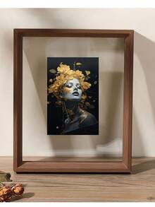 1 件双面透明亚克力相框，复古木质相框，适用于客厅、卧室、节日礼物、父亲节、母亲节、家居装饰