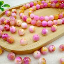 8mm Pink Green Jade Beads, Gemstone Round Loose Beads, Natural Jade Beads, For Making Necklace Earring, DIY Jewelry Accessories