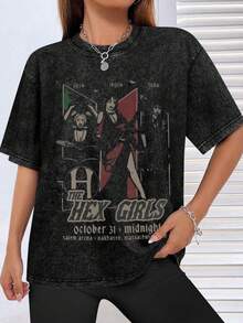 EWH Bellelement Vintage The Hex Inspired T-Shirt Gothic Rock Music T-Shirt DG004 - 黑色 - 查看 3