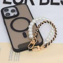 Cordón para teléfono de muñeca con perlas, correa de repuesto para bolso estilo Ins, cadena para bolso en negro, rojo, blanco