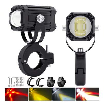 2pzs Faros De Lupa Estrobo Para Moto Led Auxiliares 4 Modos