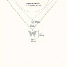 1 Double Necklace With Butterfly Pendant | Sparkling Embellishment, Exquisite Chain Jewelry, Suitable For Daily And Party Wear, Retro Minimalist Style, Versatile Accessories, Exquisite Beaded Women's Model - 銀色 - 查看 8