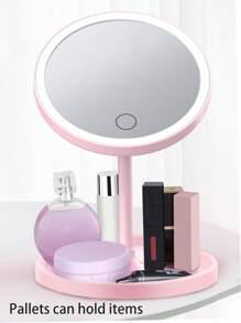 1 pieza Espejo de maquillaje LED con 3 colores, regulable al tacto, carga USB, espejo de tocador portátil para dormitorio, residencia universitaria, sala de vestir