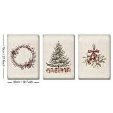 Zestaw 1/3 szt. Nieoprawionego, zabytkowego wieńca świątecznego z sosną, rustykalny plakat na ścianę do świątecznego festiwalu, wydruk na płótnie, minimalistyczny wystrój wiejskiego domu, rustykalny, zimowy, świąteczny, retro obraz do mieszkania, salonu, sypialni, nowoczesnej dekoracji domu
