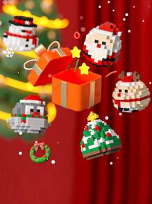 Children's Christmas Assembling Toy Building Block Set, Santa Claus, Snowman, Christmas Tree Cartoon Toy, Holiday Gift/Desktop Decor