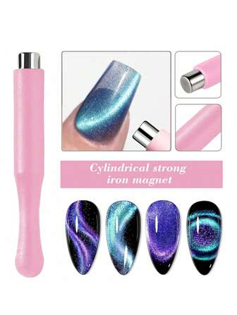 美甲粉色硅胶猫眼磁铁圆柱形强力磁铁多功能圆形磁铁美甲工具，美甲用品，美甲工具，美甲工具，返校，指甲，按压指甲的美甲工具