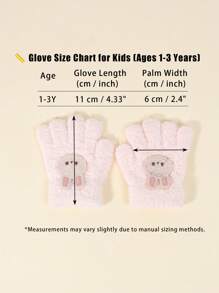 1双【1-3岁】婴幼儿手套|温暖可爱刺绣兔耳露指手套|冬季防风防滑|3D兔子刺绣布贴，适合日常穿着和户外防寒