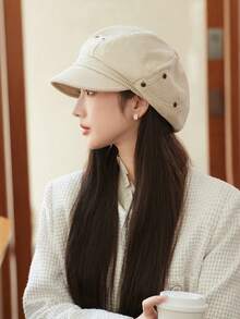1 pezzo Cappello ottagonale da donna per autunno/inverno, berretto con ampia circonferenza, cappello da giornalaio casual versatile adatto per uso quotidiano, raduni, shopping - A - Visualizzare 3
