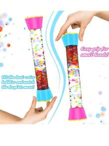 Sensory Tubes Set - Calming Toys For Kids - With Glitter Bottle, Gravity Spinner, Bubble Drop Spiral Tube - Promotes Calmness & Independent Play - Securely Sealed, No Leaks-3 Packs