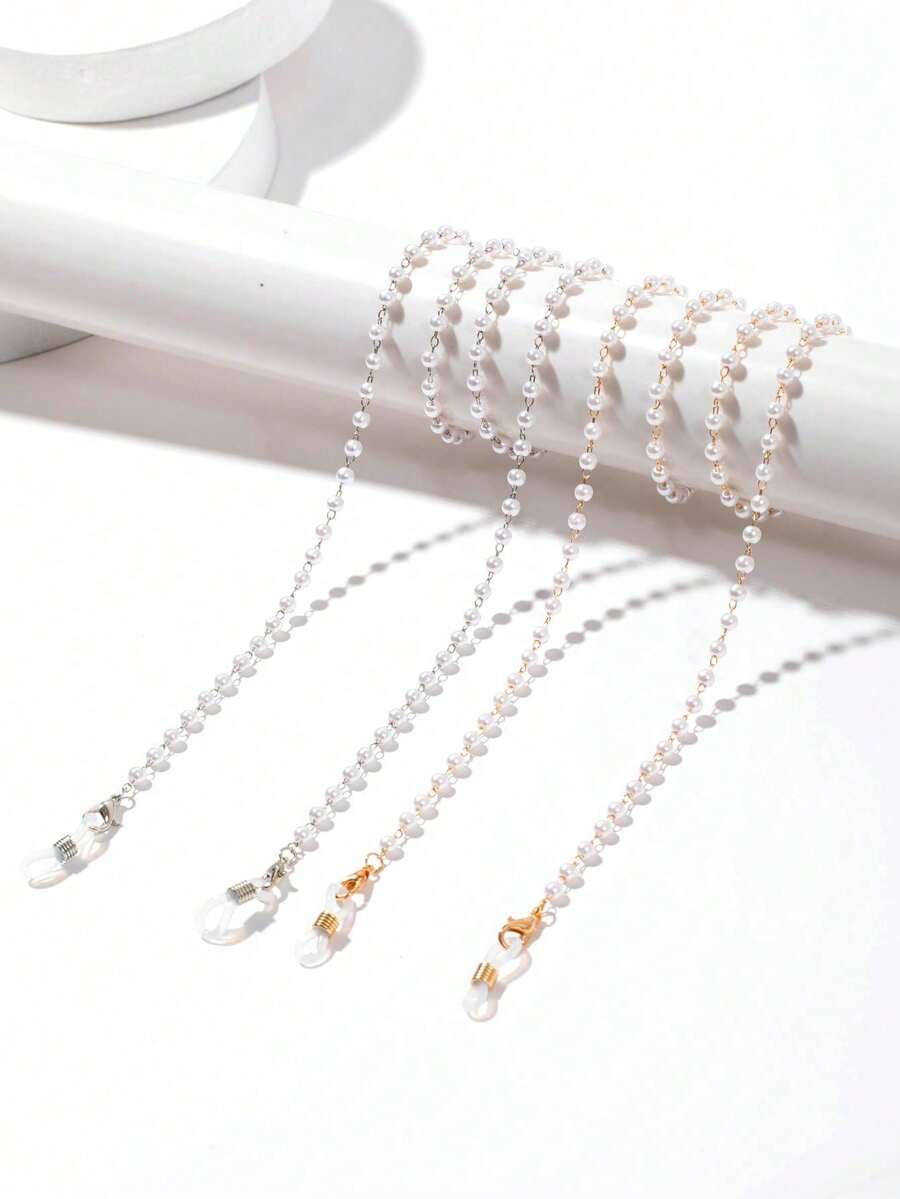 Bộ 2 chiếc dây đeo kính thời trang nữ đính ngọc trai giả, dây đeo kính hạt ngọc trai giả, dây đeo kính chống trượt, dây đeo kính đọc sách, dây đeo kính du lịch. - Nhiều màu - Xem 1