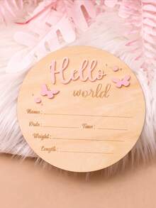 1 件“Hello World”木制 3D 蝴蝶字母婴儿名字装饰，婴儿洗礼用品 - 彩色 - 查看 4