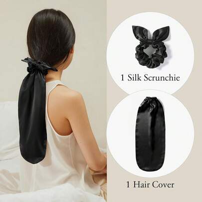 2件装男女长发睡帽 - 柔软睡帽，时尚兔耳发带，长管睡帽，护发烫发帽，适用于卷发和中性发质，类似涤纶护发服饰配件 - 居家护理睡帽，方便快捷，适合居家、旅行、户外。节日礼品。（多种颜色可选，光滑后梳，理发配件，吹风机）