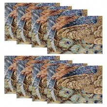 1/4/6 piezas Manteles individuales lavables de lino con estampados, salvamanteles protectores para mesa de interior y exterior, adecuados para vacaciones, fiestas, cocina