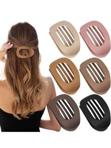 1/2 件扁平圆形发夹套装，女士扁平发夹，平放爪夹，法式爪夹发夹，适用于浓密稀疏头发的哑光防滑夹，适合女性女孩法式康科德扁平配饰，防滑发夹，弧形设计复古简约小众发饰爪夹发夹